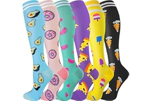 cerpite Compression Socks for Women & Men 6 Pairs Knee High Compression Socks 20-30 mmhg Best for Running,Nurse,Travel