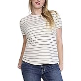 Motherhood Maternity Womens Short Sleeve Crew Neck Nursing Tee Shirt for Breastfeeding with Easy Access