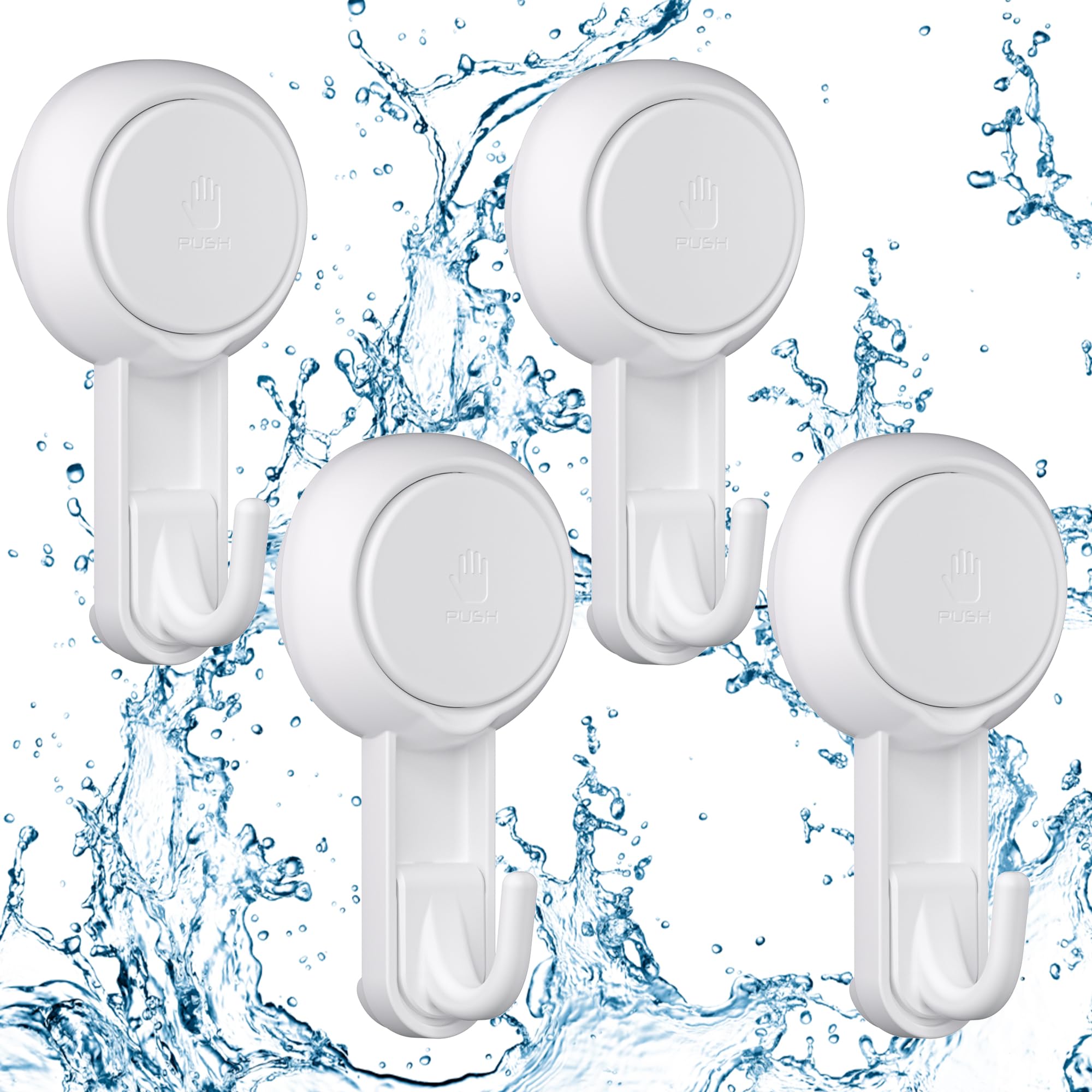 Luxear 4 Pack Suction Hooks,Reusable Heavy Duty 3KG Sucker Hooks, Plastic Removable Suction Cup Hook, Vacuum Seamless Shower Hook for Bathroom Shower Kitchen Window Christmas Wreath