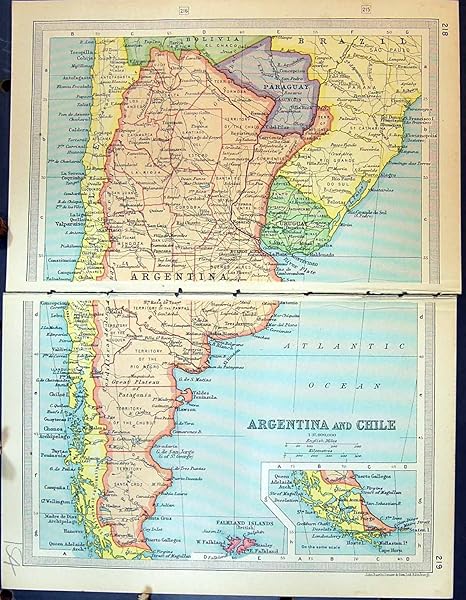Amazon 1931 の凹みの旧式な地図アルゼンチンチリフォークランド諸国南アメリカ アートフレーム ポスター オンライン通販