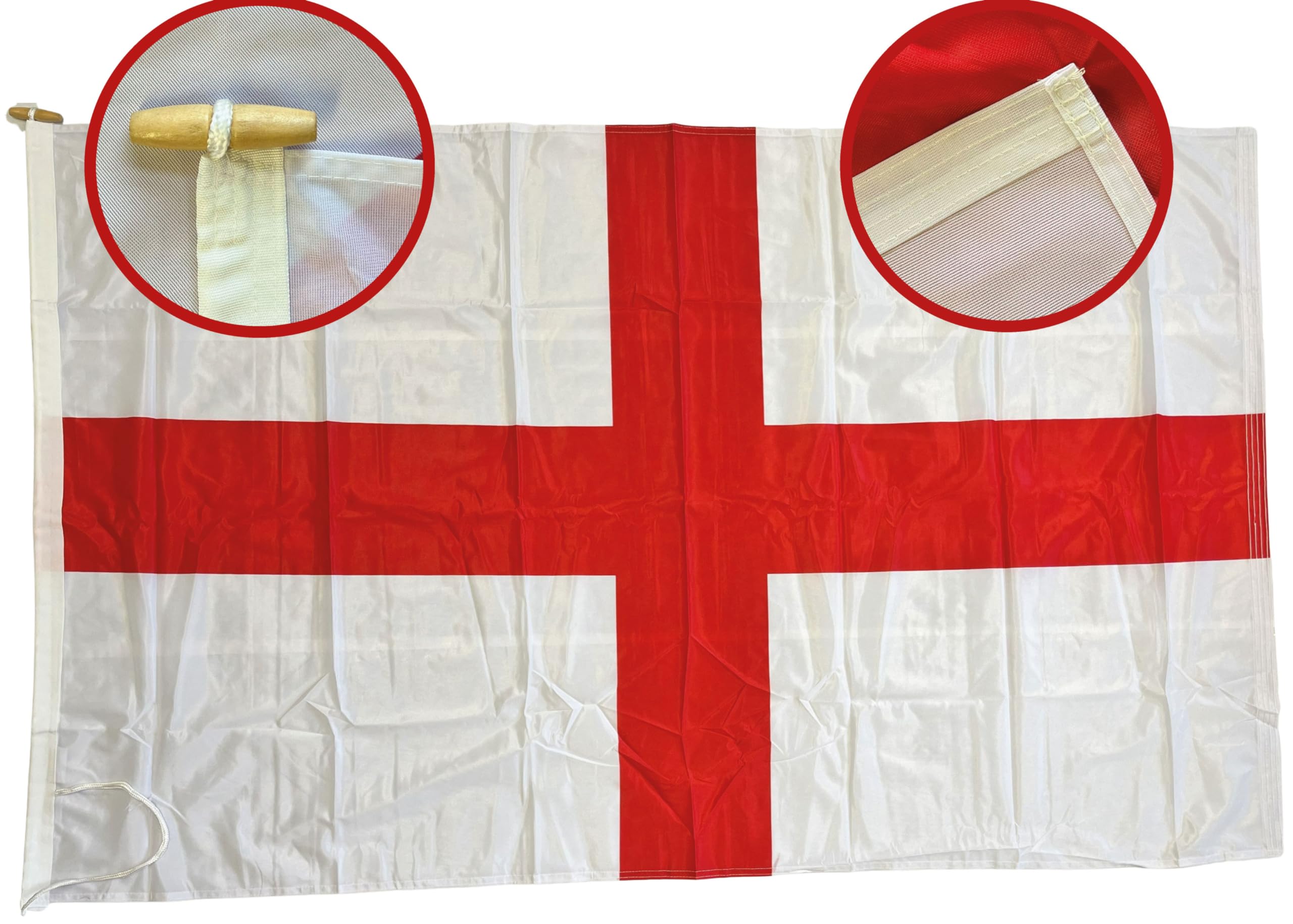 NWFlags England St George Flag 150d Nylon Rope & Toggle 5ft x 3ft for Professional Flagpole | Cross of St George Flag
