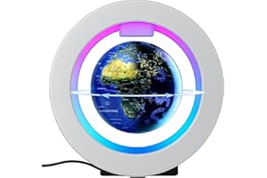 KAIMC Magnetic Levitation Floating Globe 4in,Gift for Men,Teens Boy Kids, Retirement or Birthday,Rotating World Map with LED Lights,Cool Office Desk Accessories