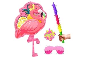4 In 1 Flamingo Piñata, 23'' Hawaiian �ʾ�ñ���ٲ��� Bundle, Tropical Hawaiian Party Decor Stick etc Flamingo Party Favor Bag Filler