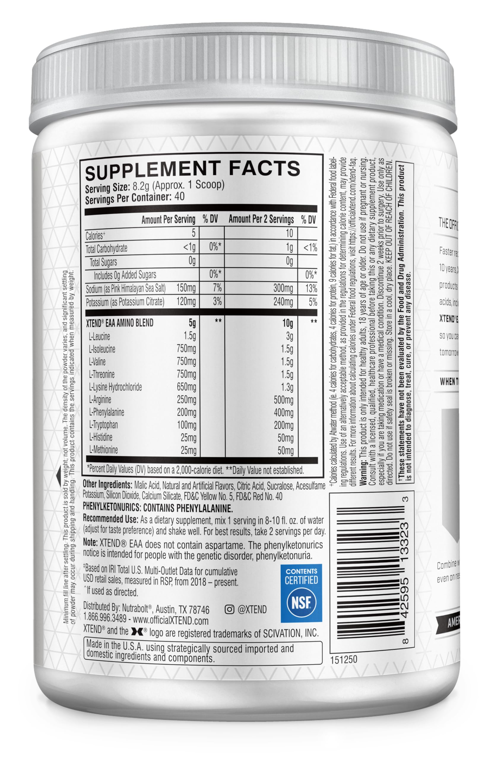 Scivation XTEND EAA + BCAA Powder | Muscle Recovery & Lean Muscle Growth | 9 Essential Amino Acids for Intra Workout or Post Workout Recovery | 10g EAAs Per 2 Servings | Mango 40 Servings