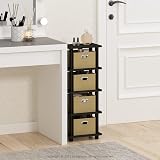 Furinno TURN-N-TUBE 4-Tier Narrow Storage Shelf with Bins, Espresso view 8