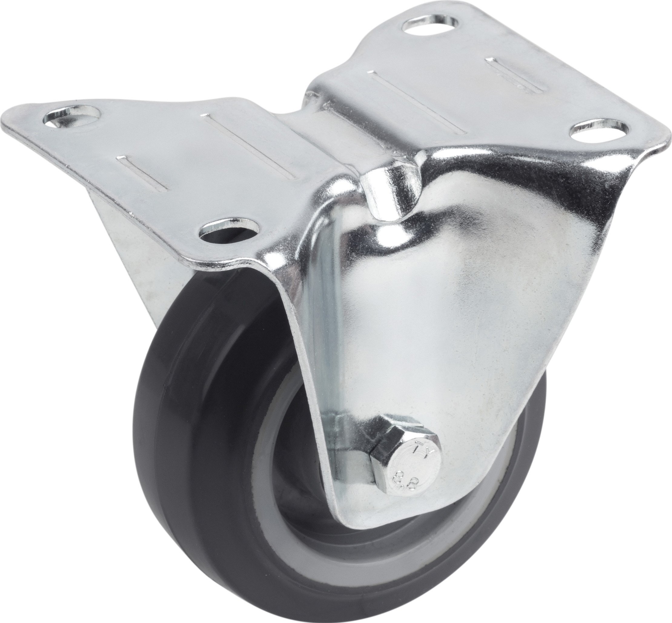 Metafranc Fixed Castor Diameter 80 mm - 105 x 80 mm Plate - Elastic Solid Rubber Wheel - Soft Tread - Roller Bearing - 100 kg Load Capacity/Transport Castor/Furniture Castor/Heavy Duty Castor