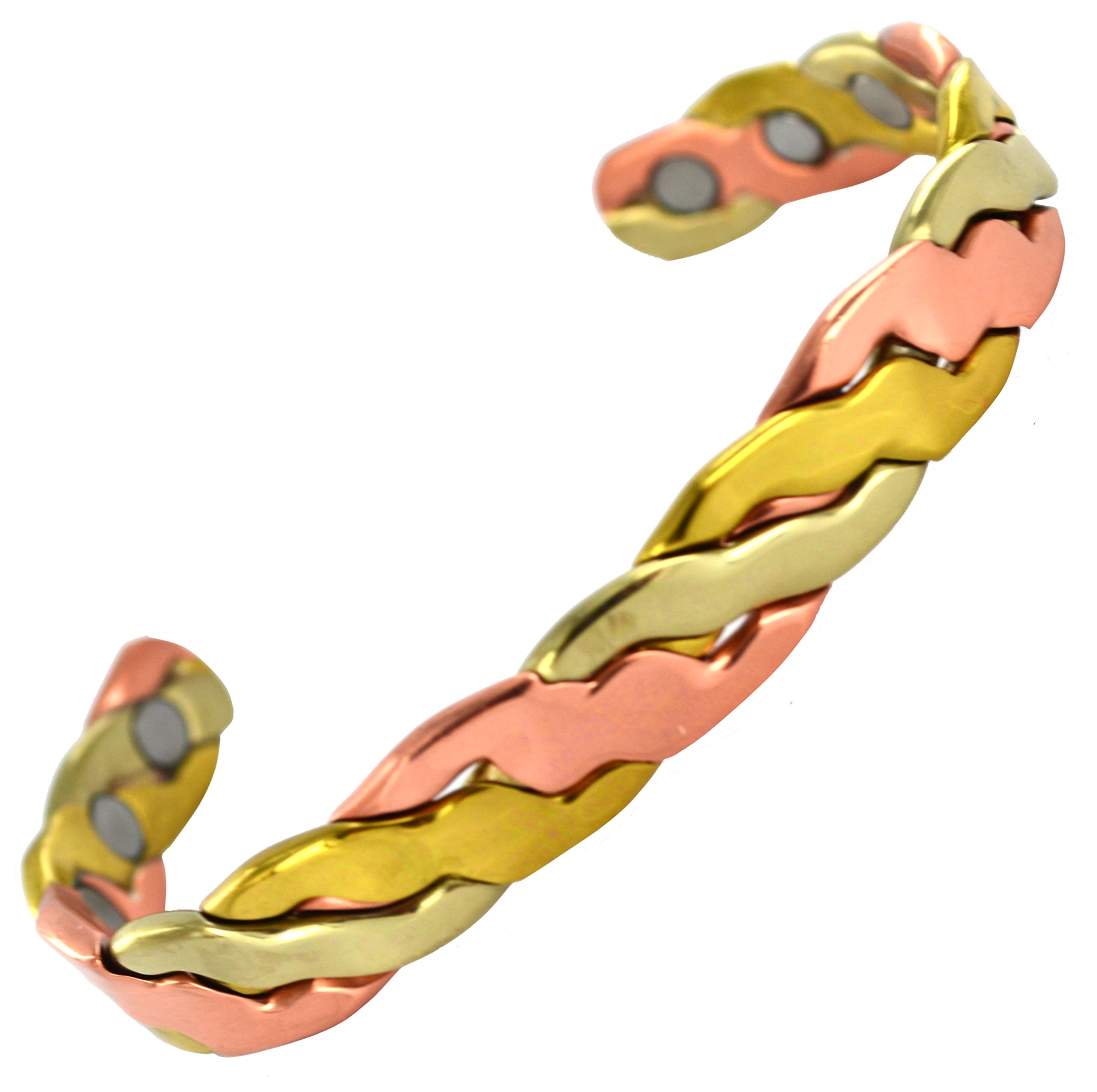 Magnatural® Tricolour Design PURE COPPER MAGNETIC BRACELET 6 POWERFUL MAGNETS BANGLE - QUALITY STRONG Wrist Band Women Ladies Mens + FREE VELVET GIFT POUCH!