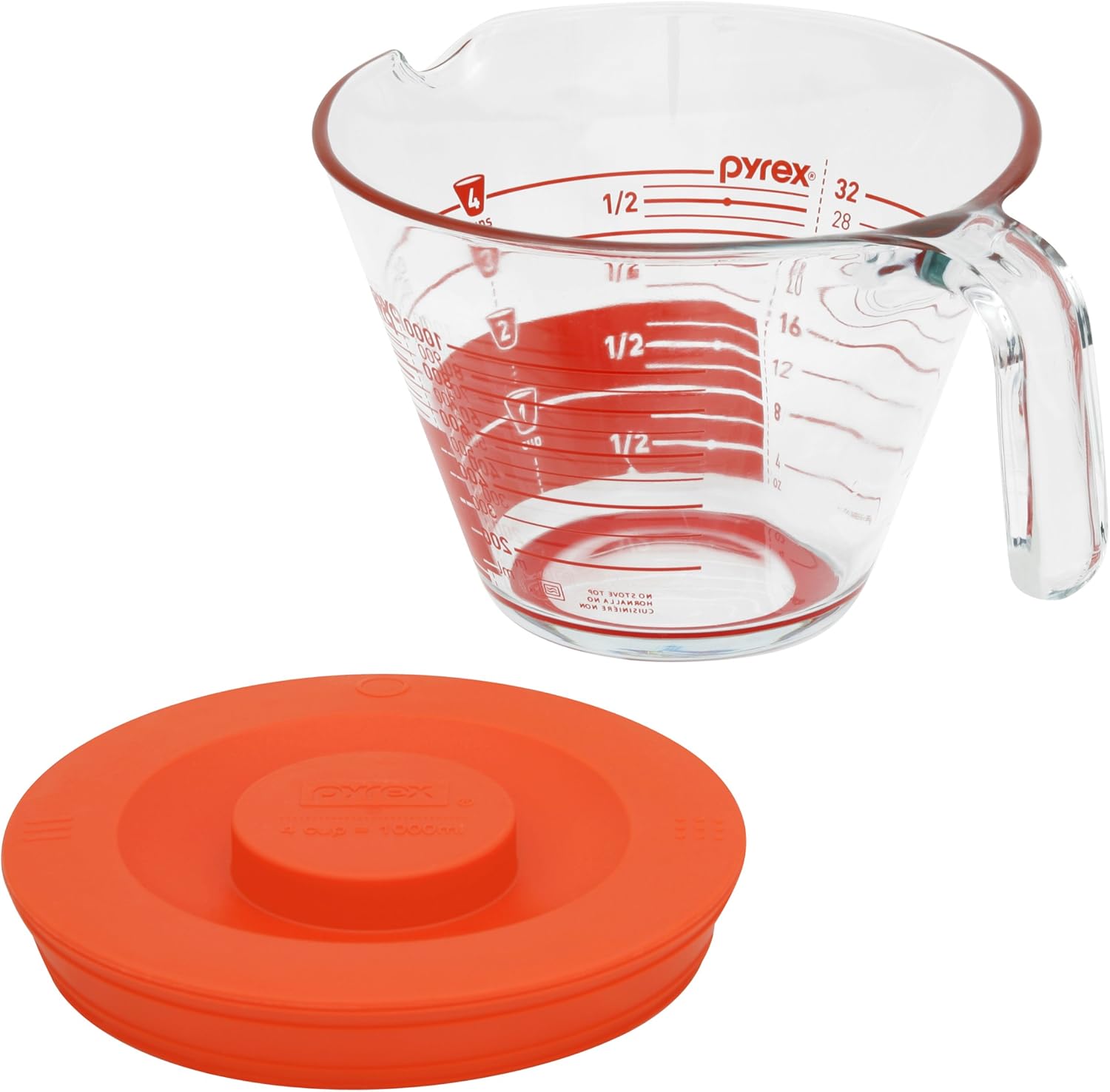 Pyrex GripRite 4Cup Measuring Cup with Plastic Cover and