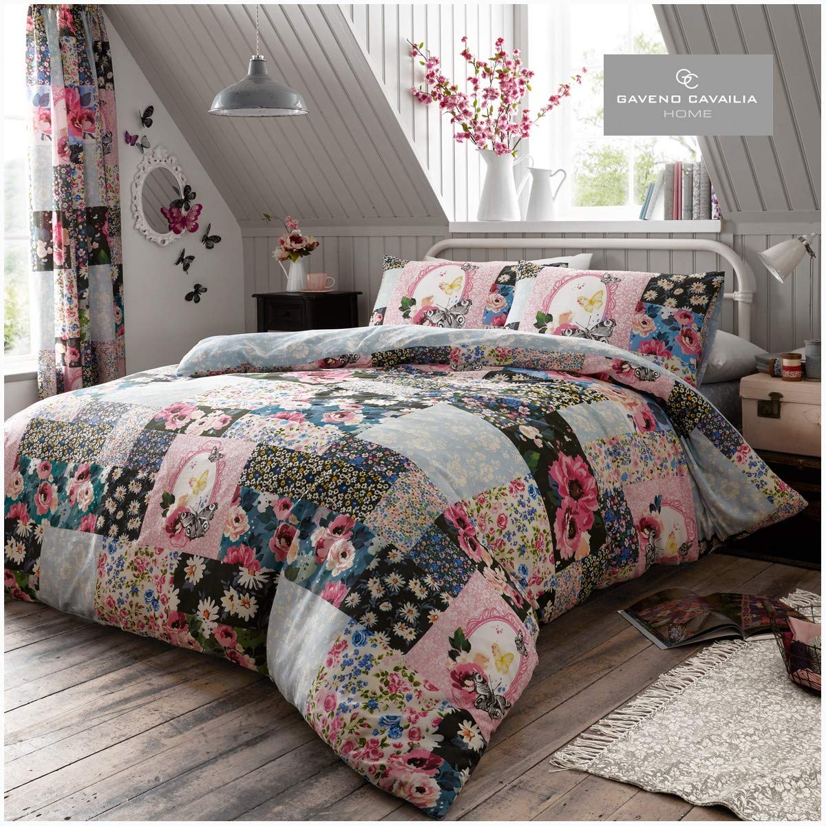 "GC GC GAVENO CAVAILIA Printed Duvet Cover Sets, Reversible Bedding Bed Set, Polycotton Quilt Covers With Matching Pillowcases, Ellis Multi, Double"