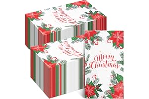 BESTLUCK 100 Christmas Guests Napkins, 3 Ply Red Merry Christmas Disposable Napkins Paper, Xmas Dinner Hand Napkins Towel for Christmas, Winter, Holiday, Party Supply