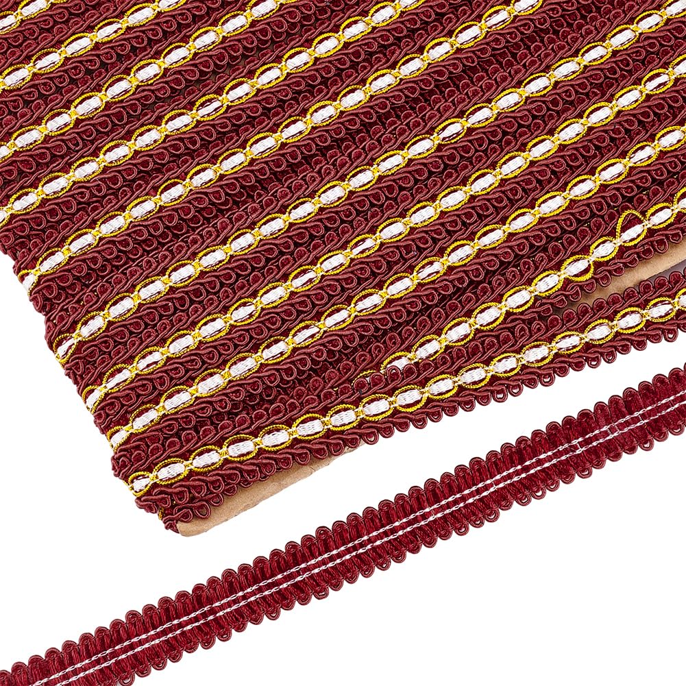 FINGERINSPIRE Centipede Braid Trim 18mm(W)x11.5m(L) Red Polyester Ribbon Woven Gimp Fringe Trim Basic Trim Decorative Gimp Braid Trim for Costume DIY Crafts Sewing Jewelry Making Home Decoration
