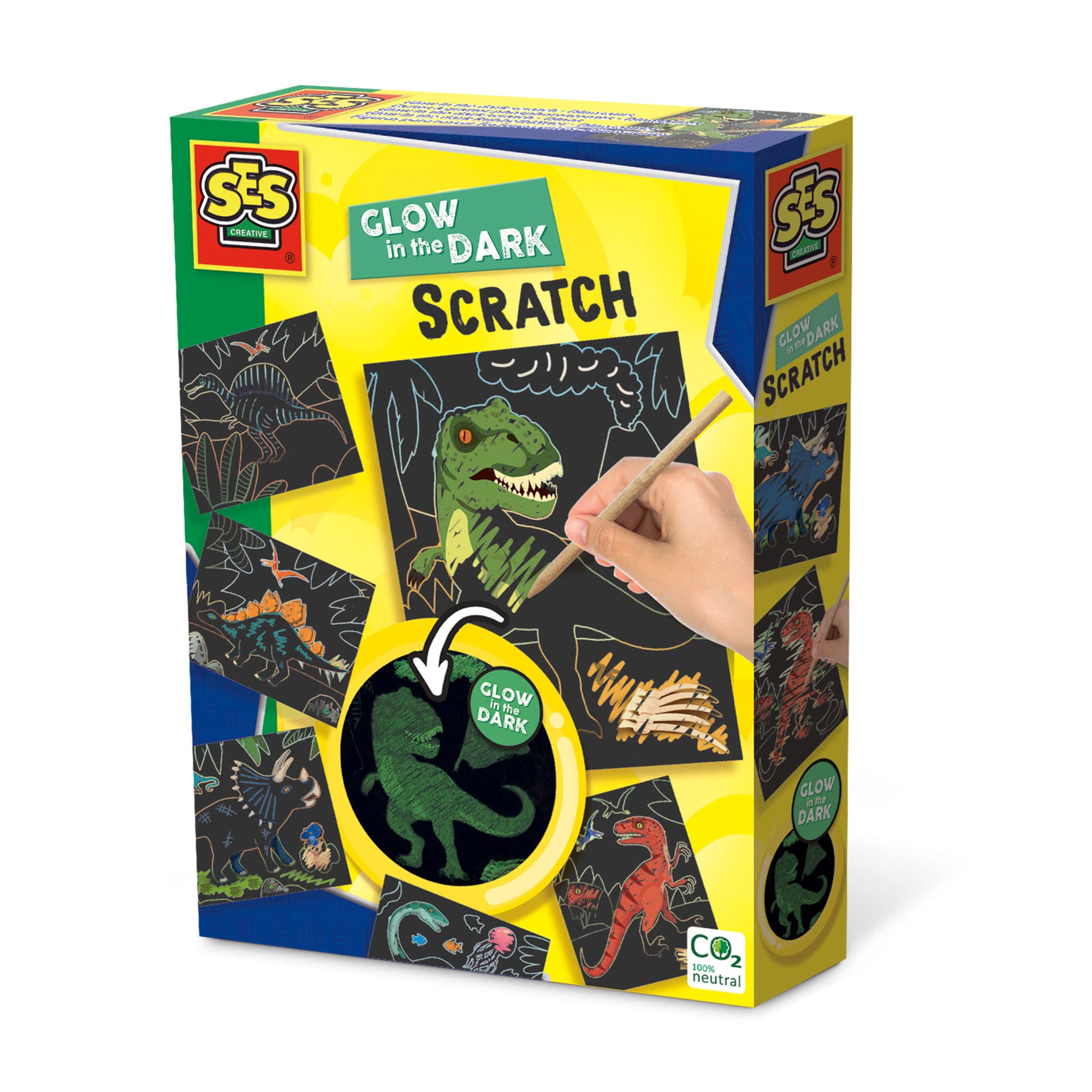 SES Creative 14285 - Glow in The Dark Scratch - Dinosaurs