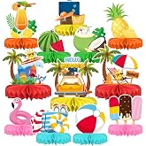 Beach Party Decorations Kit - Beach Themed Honeycomb Centerpieces and Table Decor for Summer &amp; Pool Party Decorations