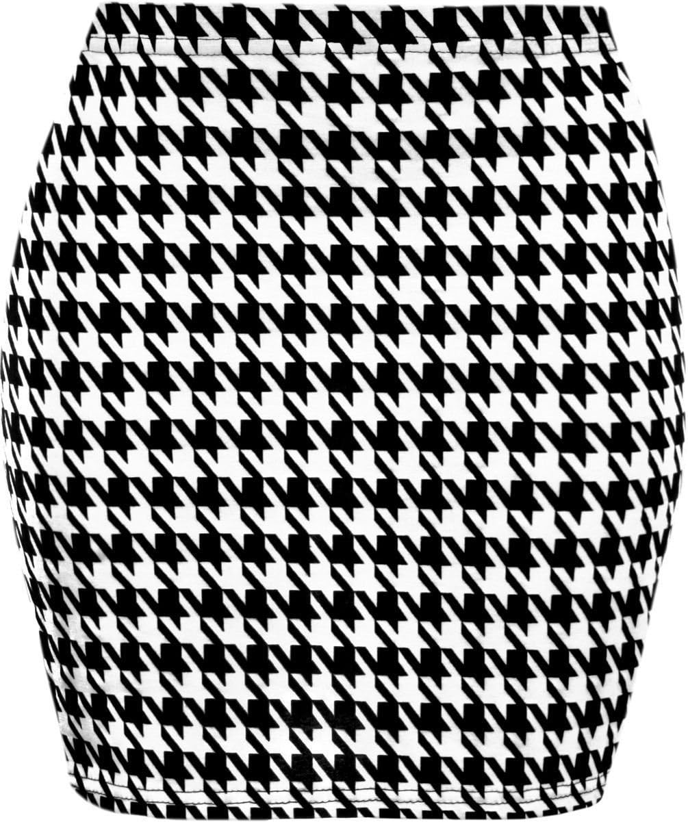 New Womens Printed Ladies Stretch Elasticated Jersey Bodycon Short Mini Skirt 8-22
