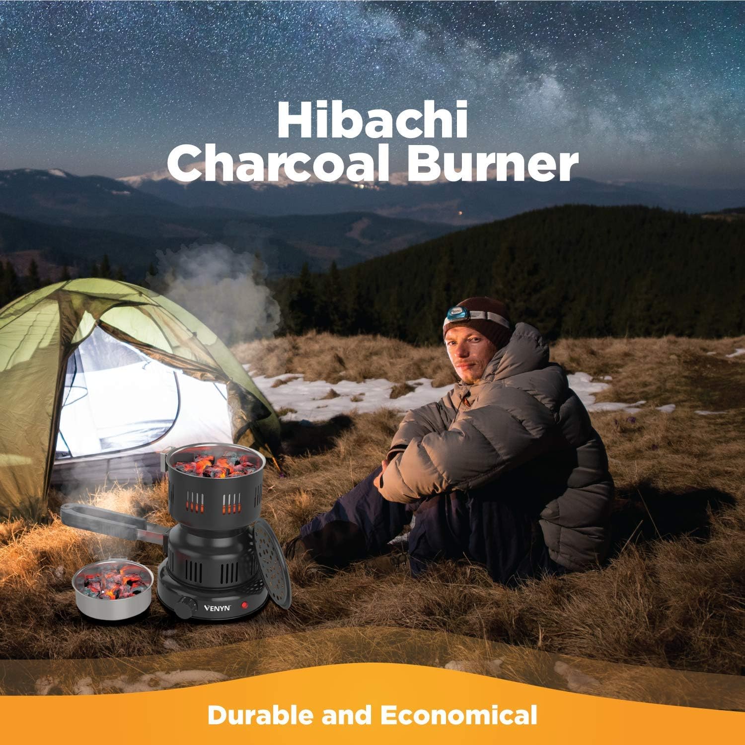 Venyn Hibachi Multipurpose Charcoal Burner - Starter for Hookah, Shisha, Nargila, BBQ Fire – Porcelain Coating – Smart Heat Control : Garden & Outdoor