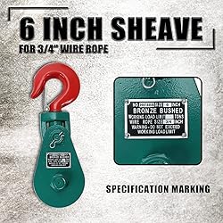 PRFFWK 8 Ton 6" Sheave 3/4" Wire Rope Snatch Block