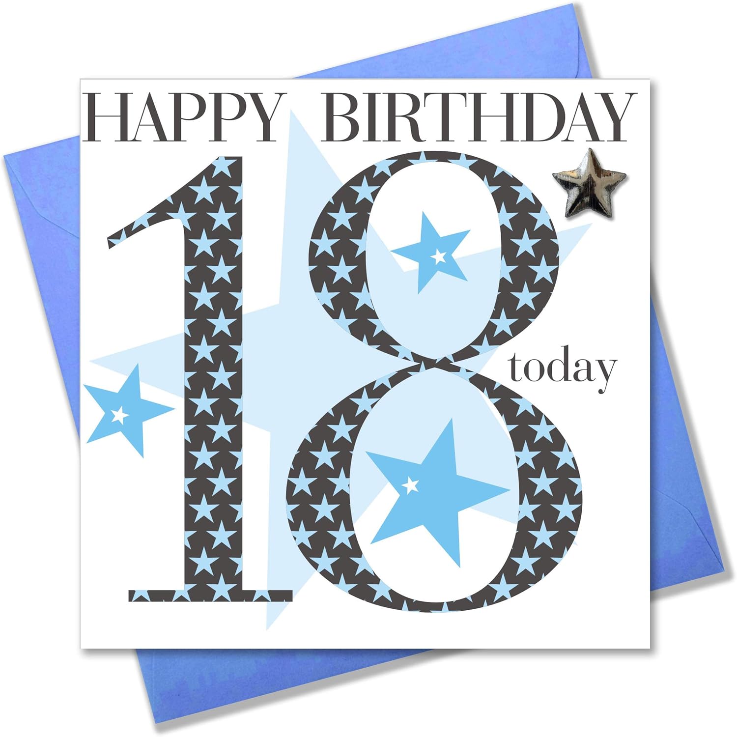 Claire Giles Ages Age 18 Boy Birthday Card, AGE18B, Blue, 150mm x 150mm
