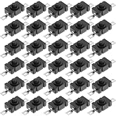 Latching Micro Push Button Switch on Off Flat 2 Pin with Hole, 30 PCS | Self-Lock Micro Switch on off, KAN-28 1.5A 250V Mini On/Off Push Button for DIY Smd Flashlight Type Hiden Switches Light Lamp
