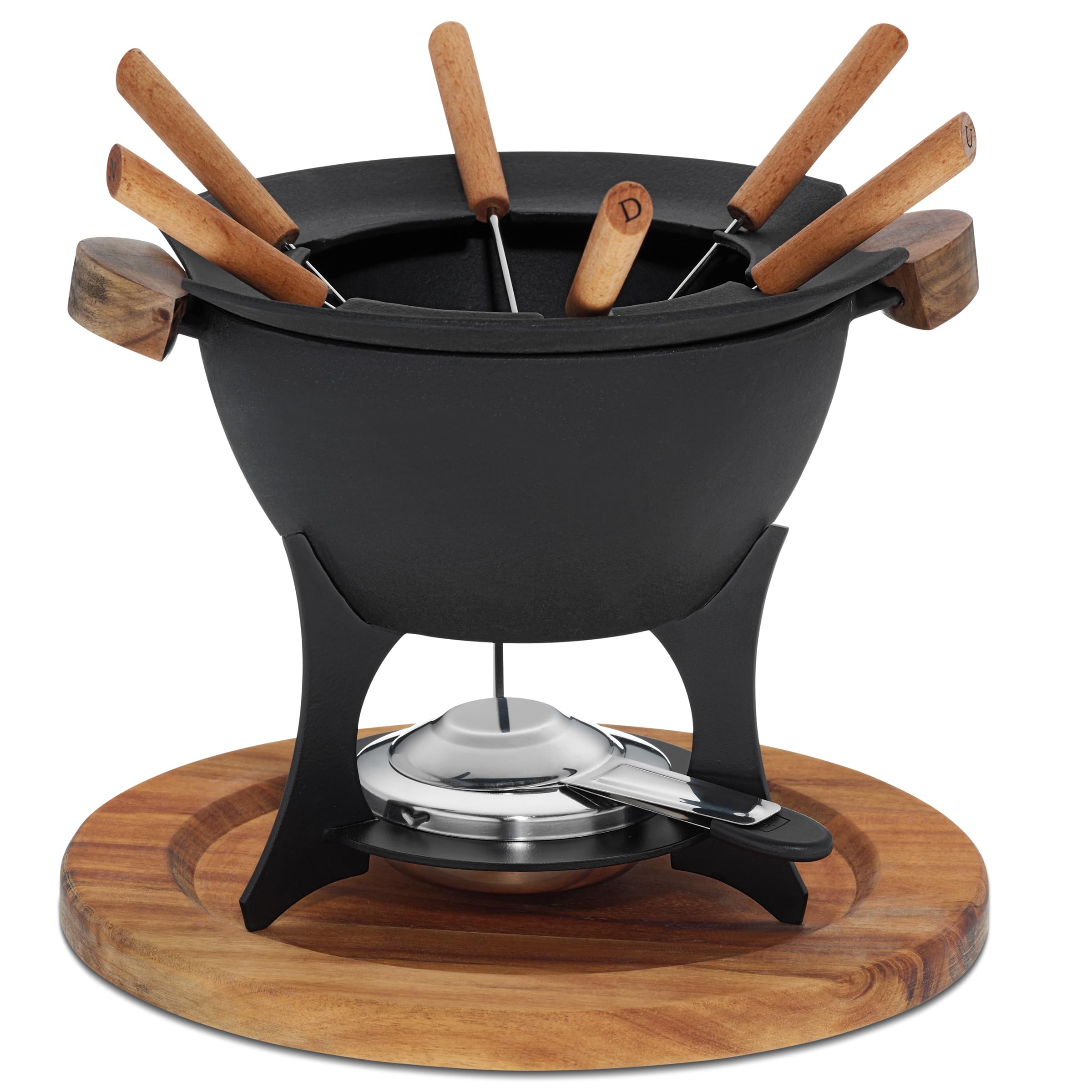 kela Meat Fondue Set 11 pcs, cast Iron Fondue for 6 Persons Country, Fondue Set with Fuel Paste Holder, Forks, Fork Holder