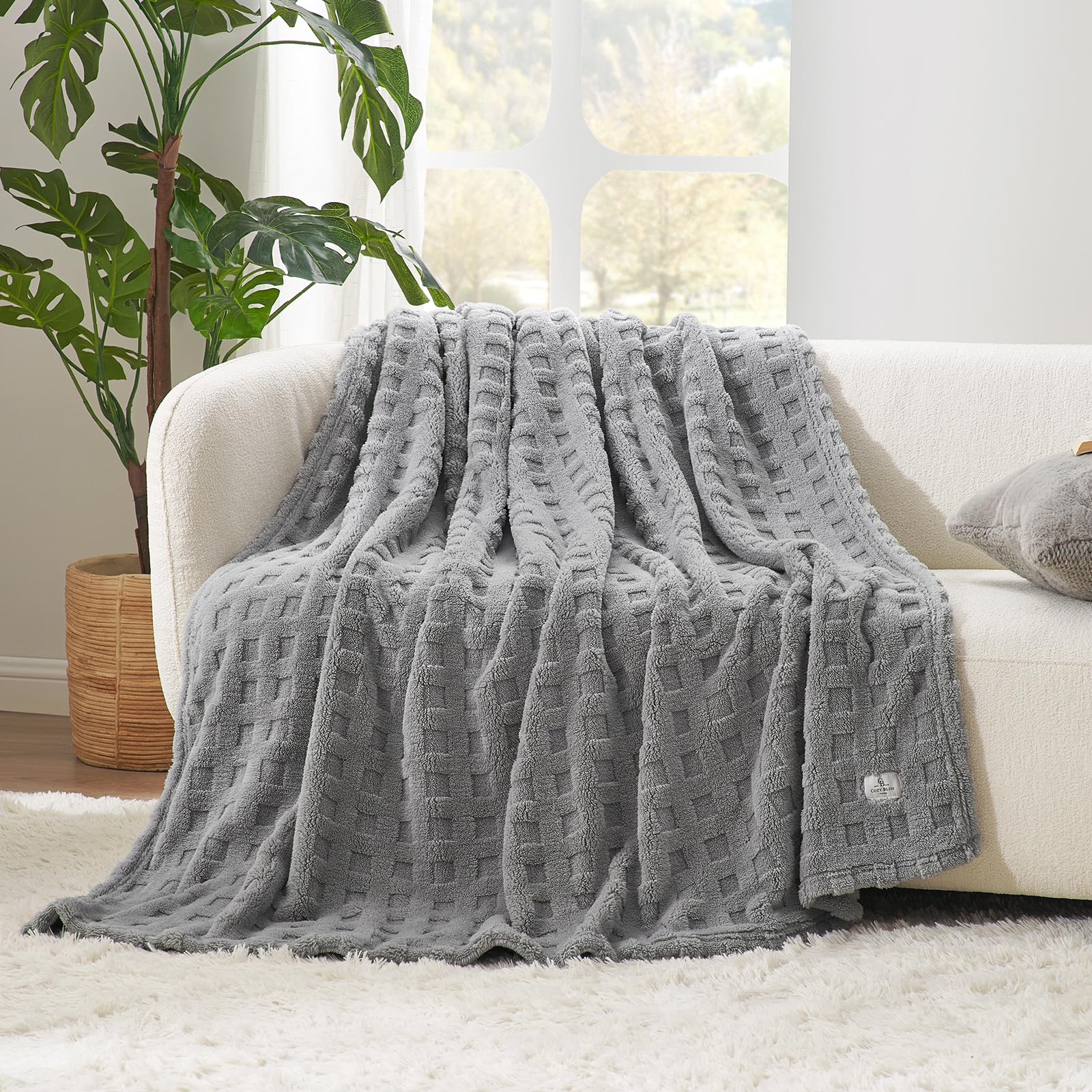 Photo 1 of Cozy Bliss Soft Twin Size Waffle Blanket - Lightweight Cozy Blankets Gift for Women,Cute Checkered Throws Blanket for Bed, Couch and Sofa,Grey,60x80 Inches