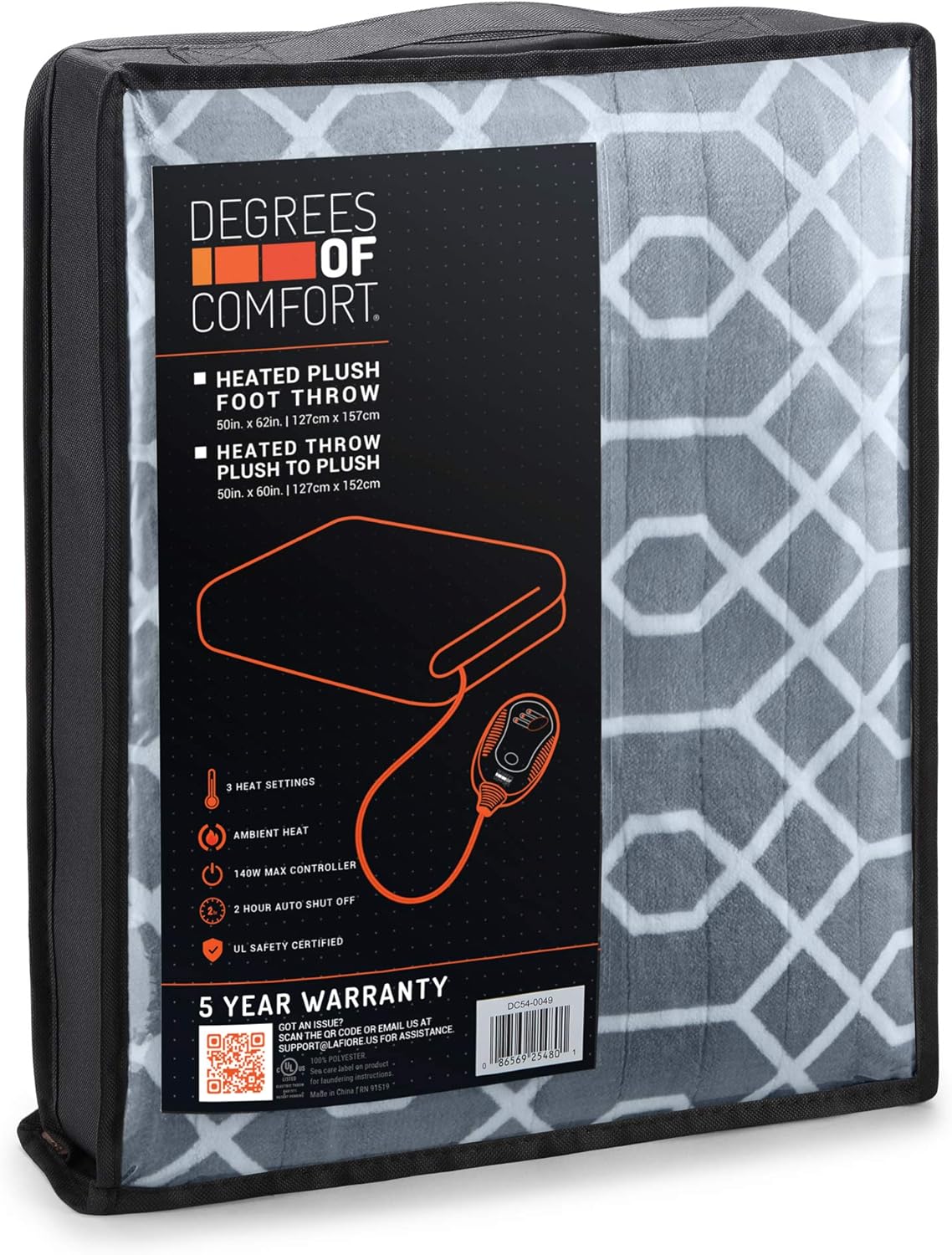 Degrees Of Comfort Heated Blanket | Electric Lap Blankets and Throws for Office | 3 Heat Settings W/ 2 Hour Auto Shut Off, UL Certified & Low EMF | Machine Washable - 50x60 Geometric: Kitchen & Dining