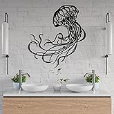 DecoSoul Jellyfish Metal Wall Art - Ocean Themed Modern Design - Wall Hanging Decor - Nautical Wall Decorations - Housewarmin