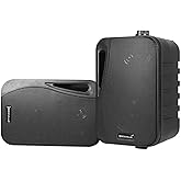 Rockville Pair HP4S-8 BK 4" Outdoor/Indoor 8-Ohm Wall Mount Speakers, 360W Peak, IPX44 Weather-Resistant, Swivel Brackets, Stainless Steel Grilles, for Home, Patio, and Commercial Use