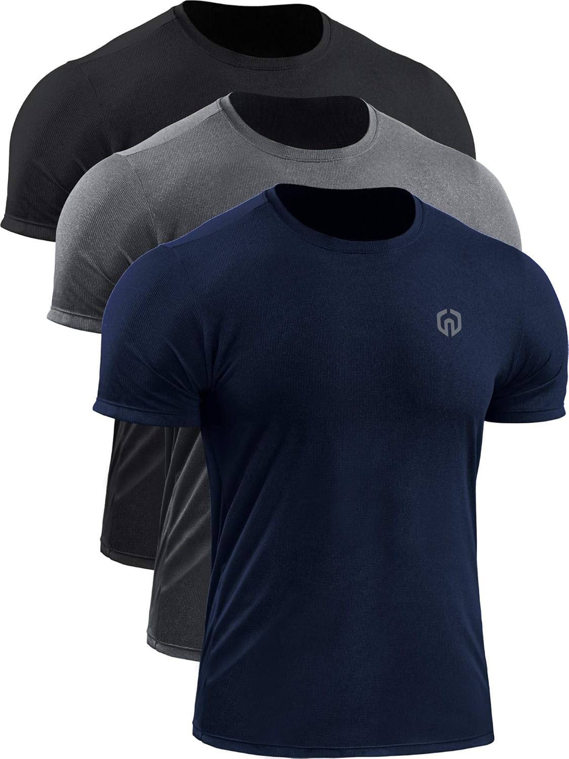 Buy Neleus Men's 3 Pack Dry Fit Running Athletic Shirt,5064,Black,Grey