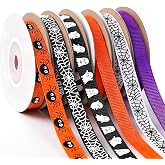 DECYOOL Halloween Ribbon, 6 Rolls 60 Yards Spooky Grosgrain Ribbons | 3/8