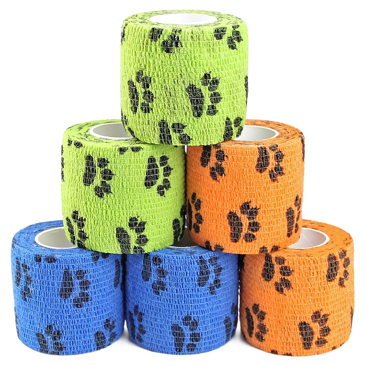 MUEUSS Self Adherent Cohesive Bandage Self Adhesive Bandage First Aid Wrap Non-Woven Elastic Bandage for Animals Pet Sports (6 Rolls, 5cm*4.5m)