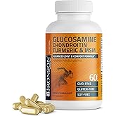 Bronson Glucosamine Chondroitin Turmeric &amp; MSM Joint Support, 60 Capsules | Standardized Boswellia, Shellfish-Free Glucosamine, Mobility &amp; Comfort Support, Non-GMO, Gluten-Free &amp; Soy-Free