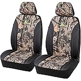 Mossy Oak Front Camo Seat Covers Low Back - Made with Premium PVC & Canvas Fabric, Airbag Compatible, Universial Fit Most Bucket Seats - Official Licensed Product