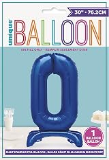 Unique Blue Standing Number 0 Foil Balloon 30 Inches Packaged view 2
