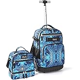 Tilami Rolling Backpack 19 inch with Lunch Bag Wheeled Laptop Backpack (Blue Wave)