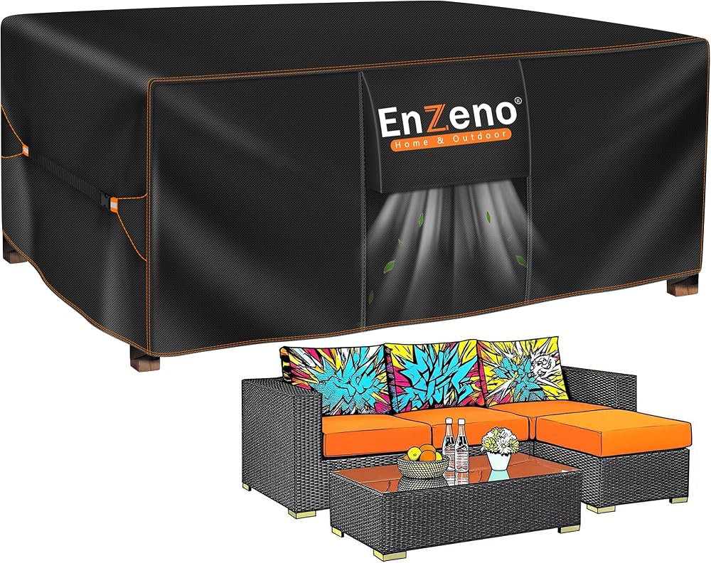 Enzeno Garden Furniture Cover 160x90x74cm Waterproof 420D Oxford Windproof