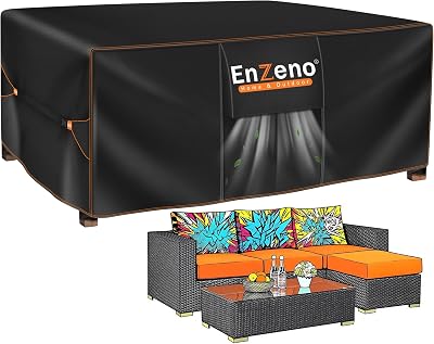 Enzeno Garden Furniture Cover 160x90x74cm Waterproof 420D Oxford Windproof