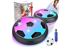 Hover Soccer Ball for Kids, 2 Pcs Hover Ball Toys Set with LED Lights, Indoor Outdoor Light-Up Soccer Ball Sport Games, Boy G