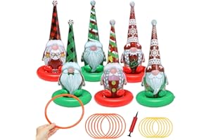 QUESCU 6 Pack Inflatable Christmas Gnome Ring Toss Game,Christmas Party Games for Kids,Adults,Family,Indoor Outdoor Game Garden Toy