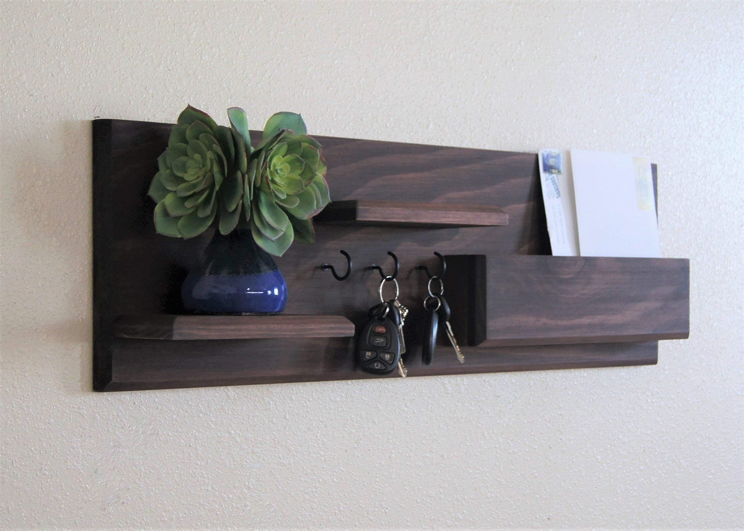 Entryway Floating Shelf Key Rack with Mail Storage