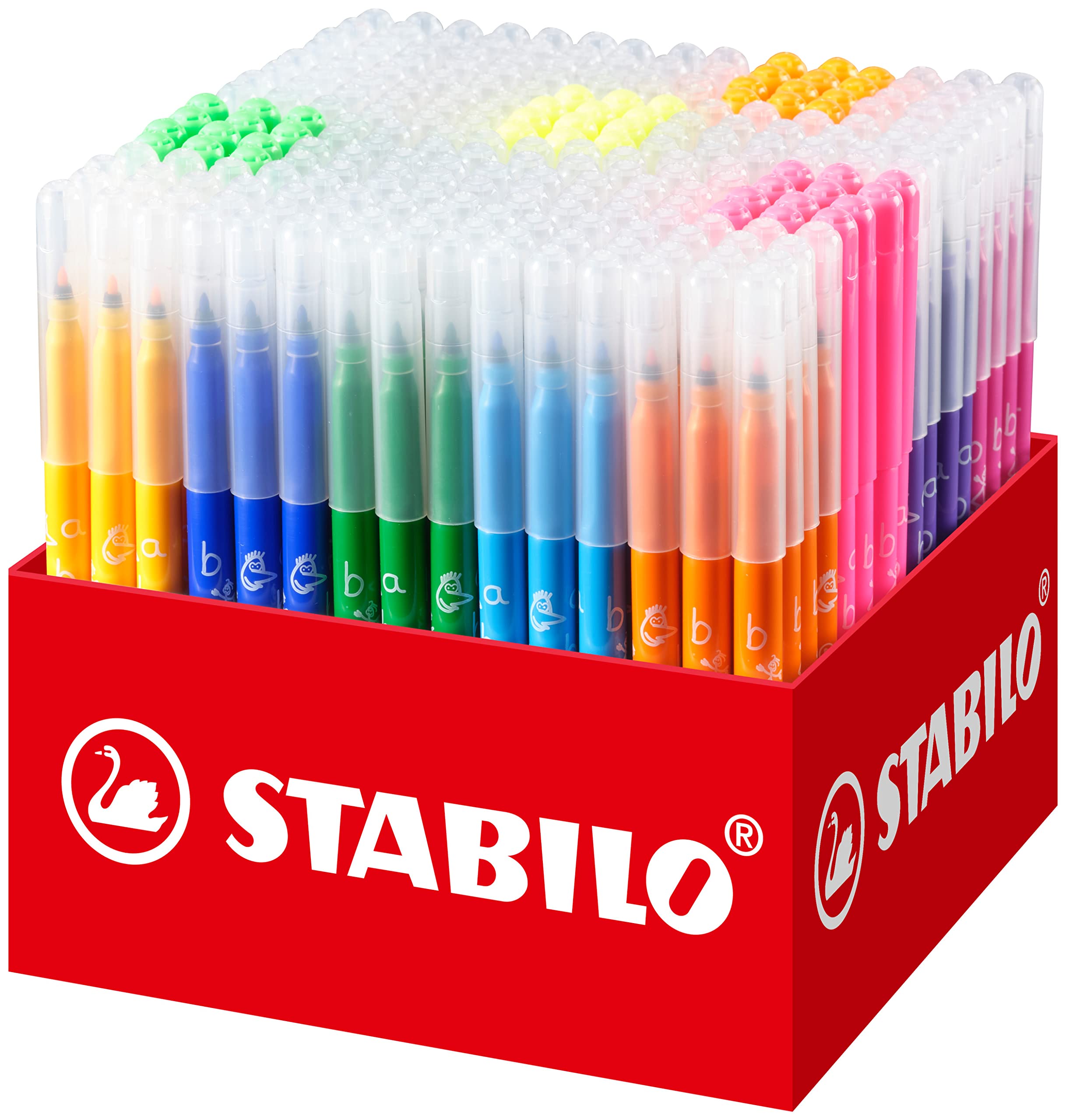 STABILO Trio A-Z - Fibre-Tip Pen with Triangular Grip Zone - Classpack of 240 - with 20 Assorted Colours