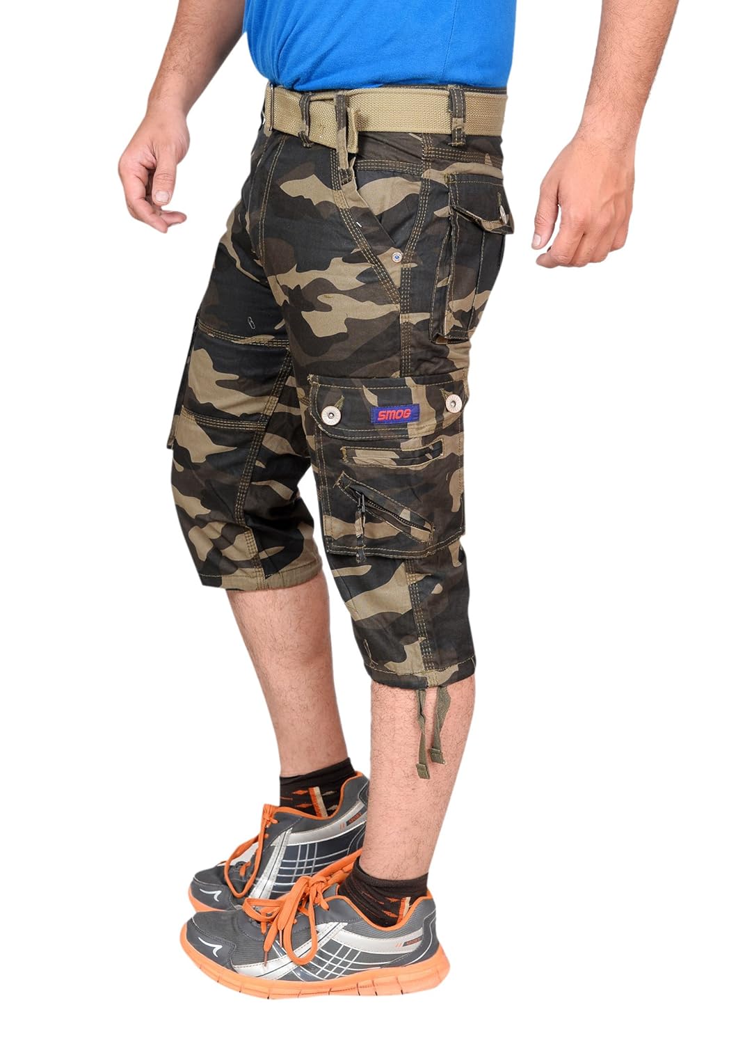krystle men's army cotton 3/4th shorts| capri
