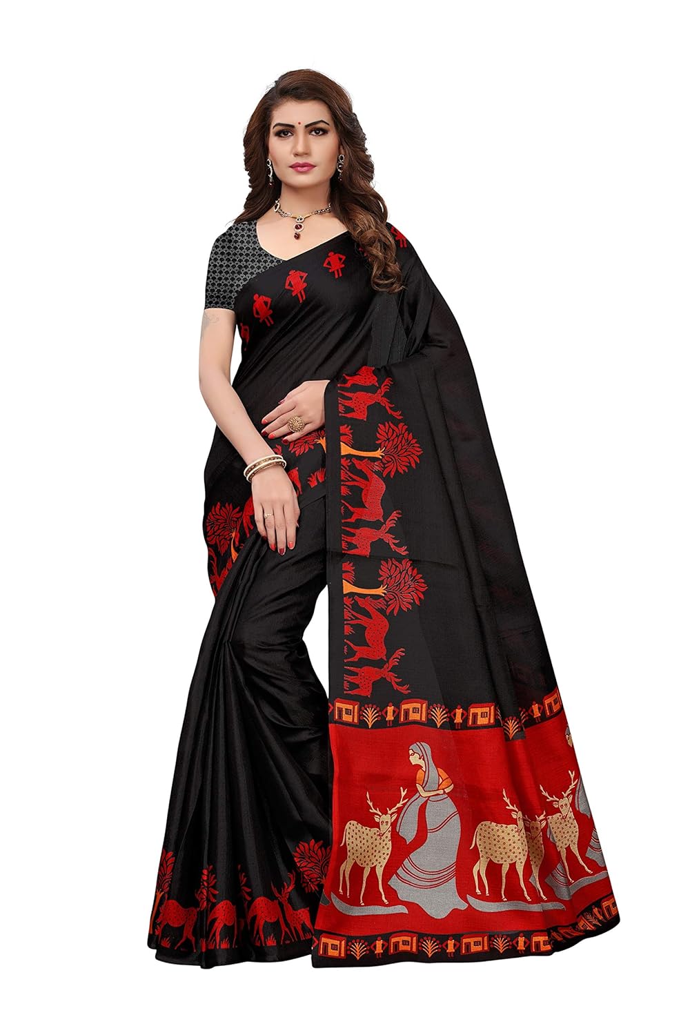 anni designer women's khadi mix fabric saree with blouse