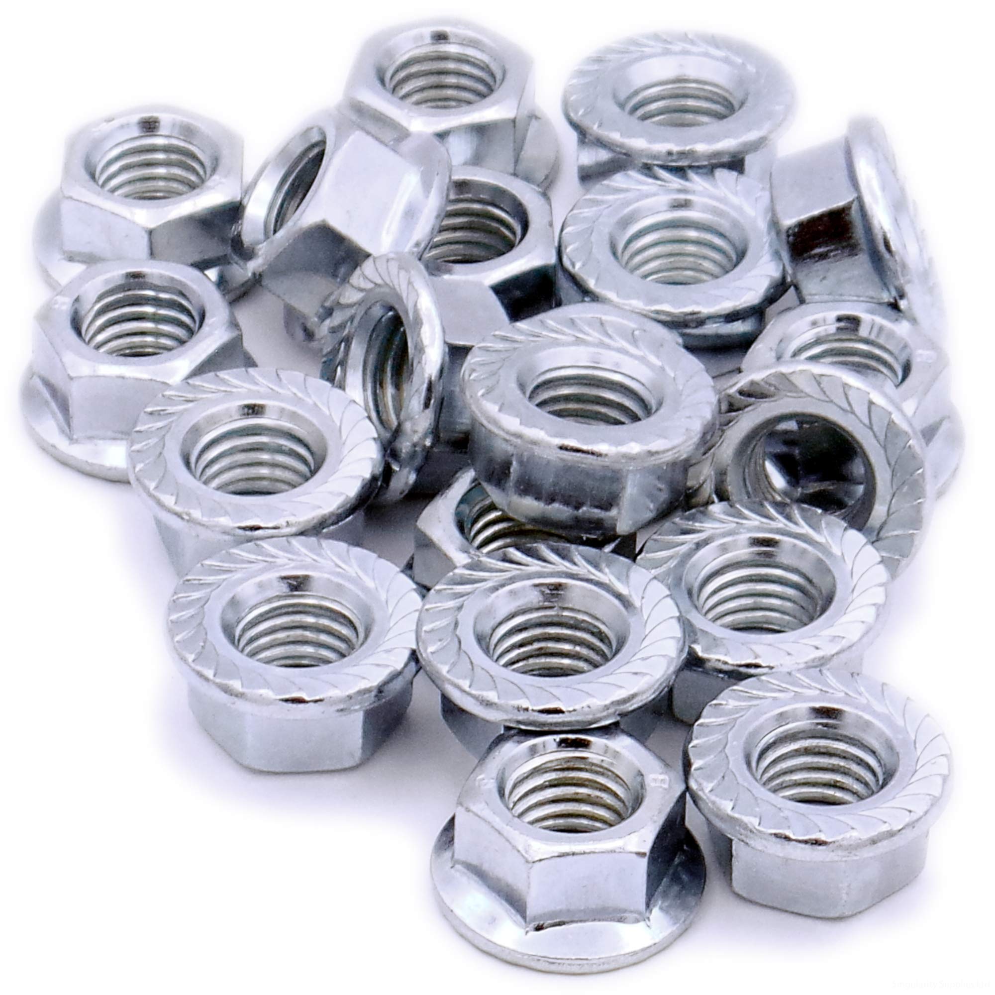 M6 (6mm) Serrated Flange Hex Nut - Steel (Pack of 20)