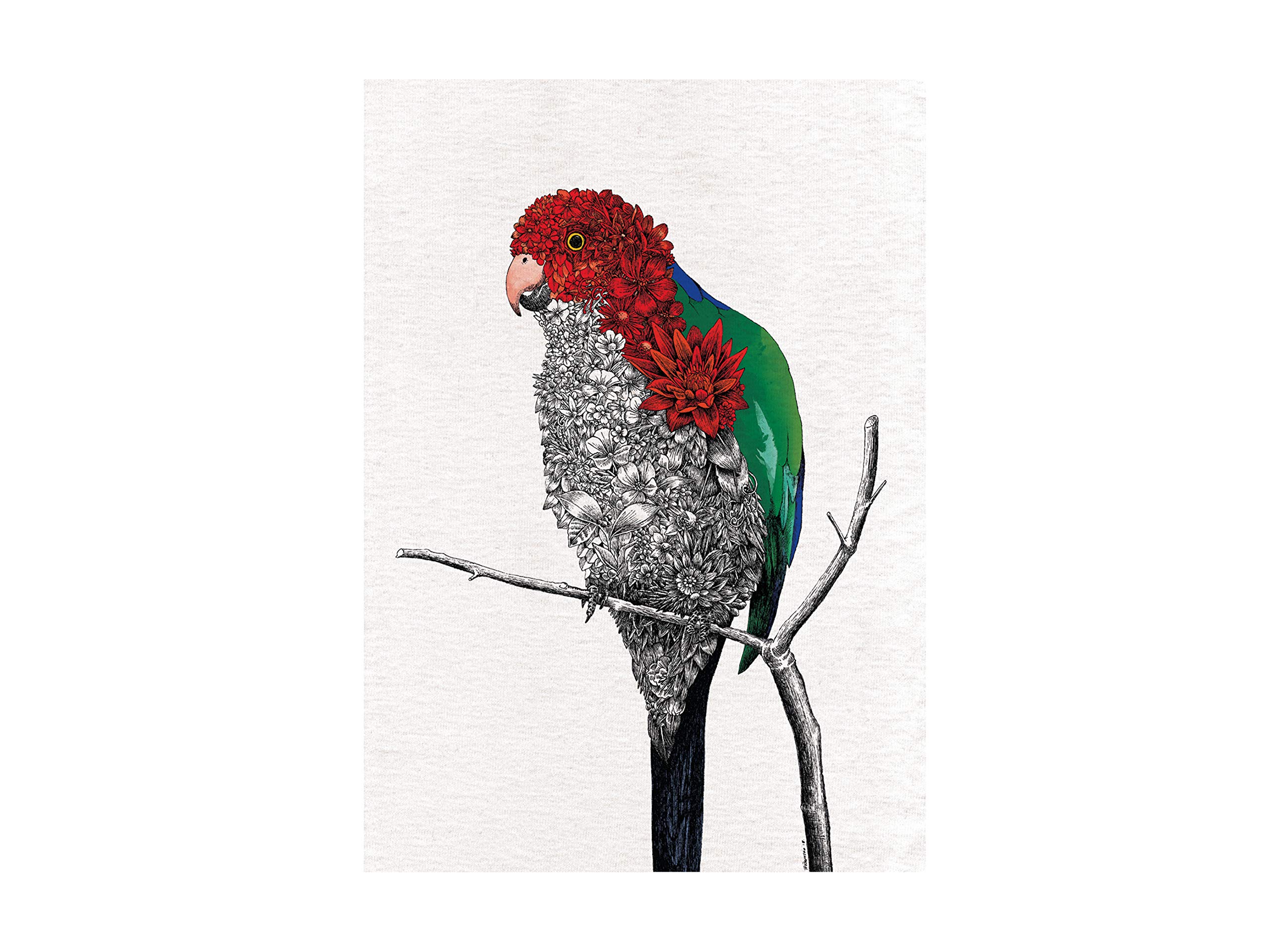 Maxwell & Williams Marini Ferlazzo Birds Printed Tea Towel with Australian King Parrot Design, Cotton, Black/White, 5 x 7 cm โ image 1
