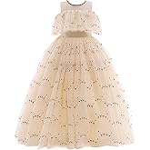 Weileenice Flower Girl Tulle Dress Off Shoulder Princess Wedding Holiday Kids Pageant Party Dresses