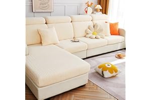 Yoovat Magic Sofa Covers Soothing Home Sofa Cushion Covers Sofa Hero Covers for Couch Magic Couch Covers Stretch Slipcovers for Couches and Sofas (Wheat-Lvory Beige,Chaise Cover)