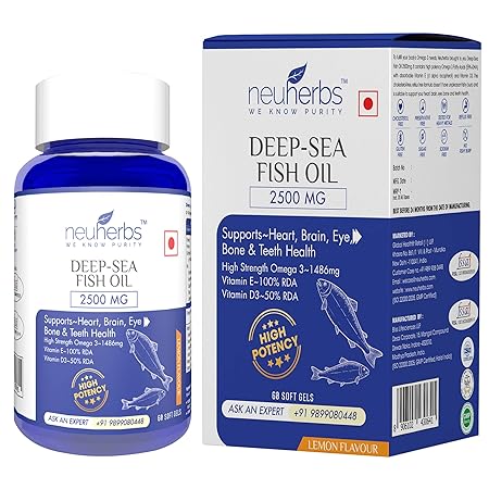 Neuherbs Deep Sea Omega 3 Fish Oil 2500 Mg (Omega 3 1400 mg; 892 mg EPA; and 594 mg DHA per serving) (1)