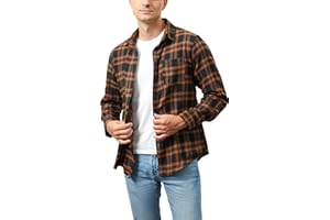 Yukiuiny Men's Flannel Plaid Shirt 100% Cotton Top Long Sleeve Button Down Blouse Shirts