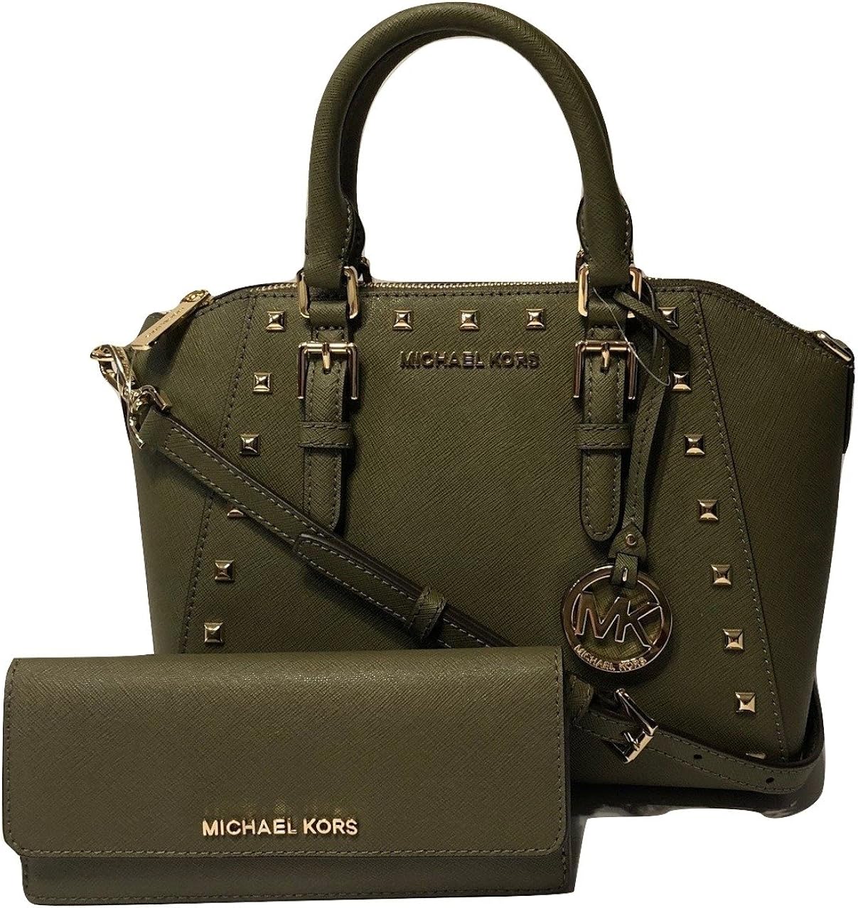 Michael Kors Ciara Studded MD Messenger Handbag bundled with Michael