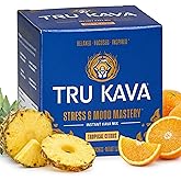 TRU KAVA Whole Root Kava Powder Drink Mix - Ceremonial Grade Noble Kava from Vanuatu, Instant Calm Focus & Social Ease, Kavalactone Rich, Non-Extract, Lab Tested - 12 Sachets